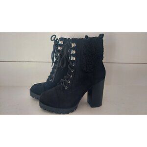 Top Moda Black Fleece Lug Sole Ankle Bootie/NWOB, Size 5.5